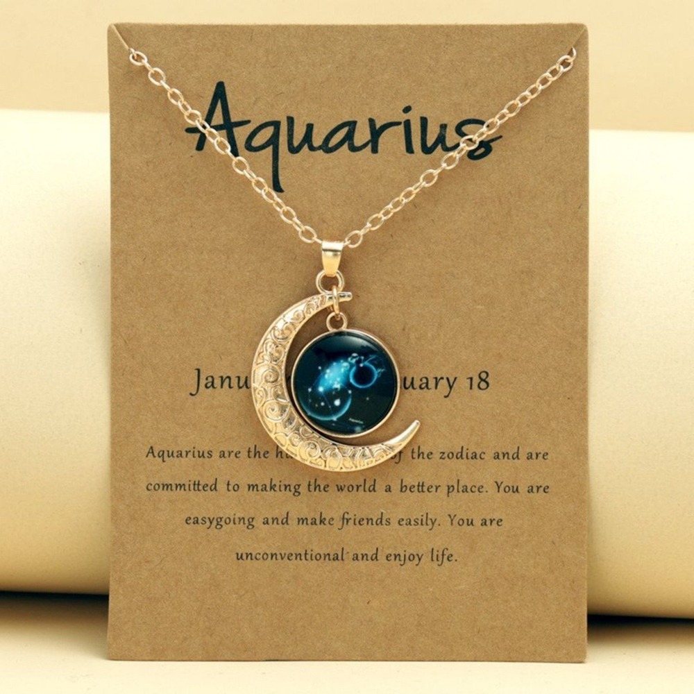 Aquarius Zodiac Gemstone Necklace